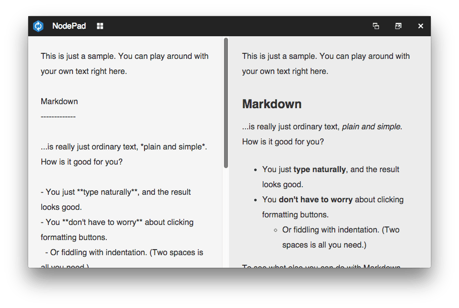 NodePad - Markdown разметка